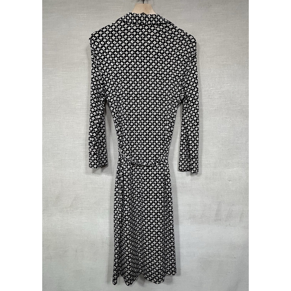 Worthington Womens Geometric Print Wrap Dress Medium Long Sleeve Career Classic - Picture 2 of 9